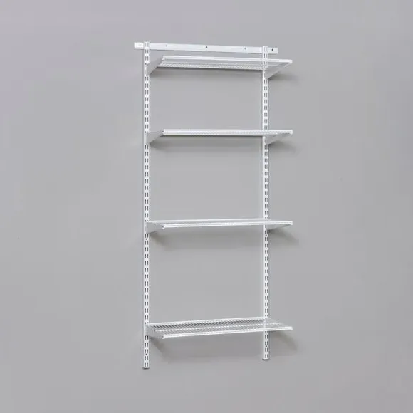 4-Shelf Storage Kit with Brackets - White, Steel