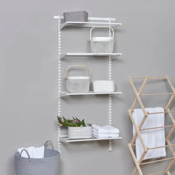 4-Shelf Storage Kit with Brackets - White, Steel
