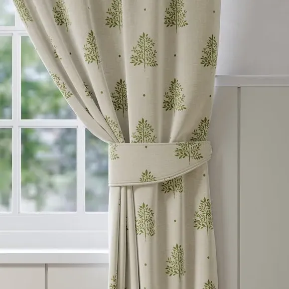 Curtain Tieback Tree Print - Sage, Cotton