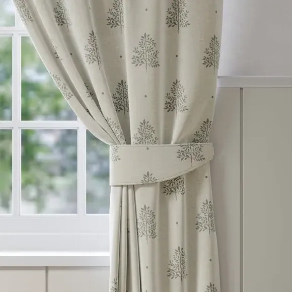 Curtain Tieback Tree Print - Slate, Cotton
