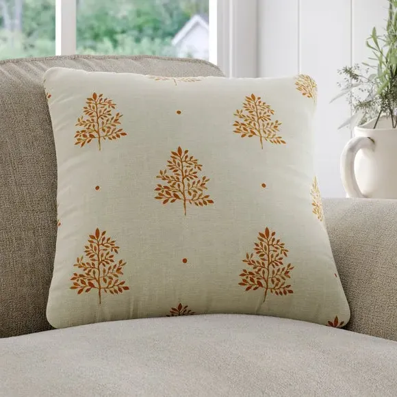 Cushion Cover with Tree Print - Ginger, Cotton image