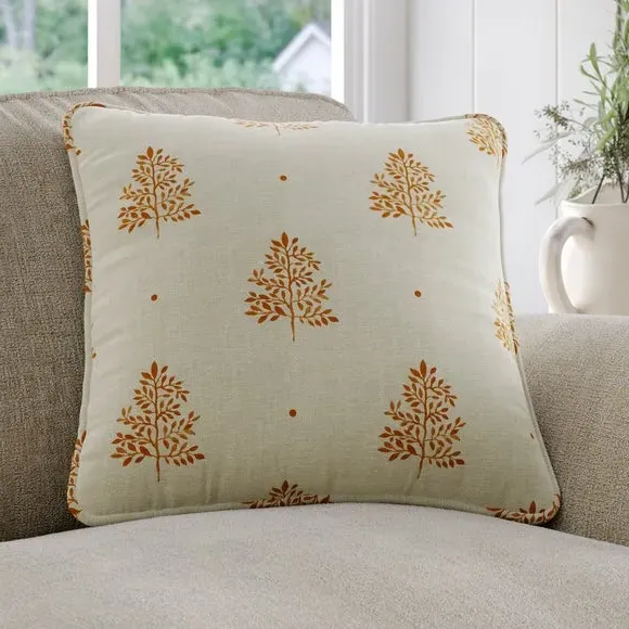 Cushion Cover with Tree Print - Ginger, Cotton