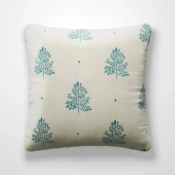 Cushion Cover with Tree Print - Indigo, Cotton