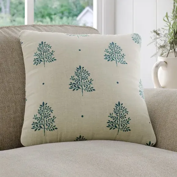 Cushion Cover with Tree Print - Indigo, Cotton