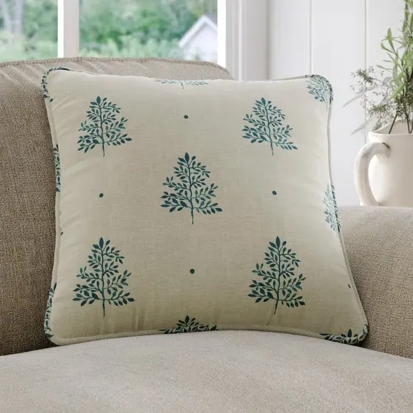 Cushion Cover with Tree Print - Indigo, Cotton