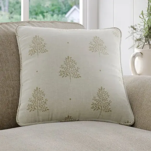 Cushion Cover with Tree Print - Linen, Cotton