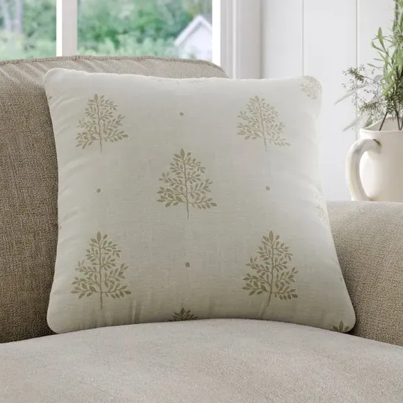 Cushion Cover with Tree Print - Linen, Cotton