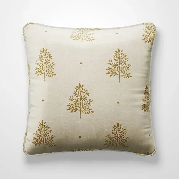 Cushion Cover with Tree Print - Ochre, Cotton