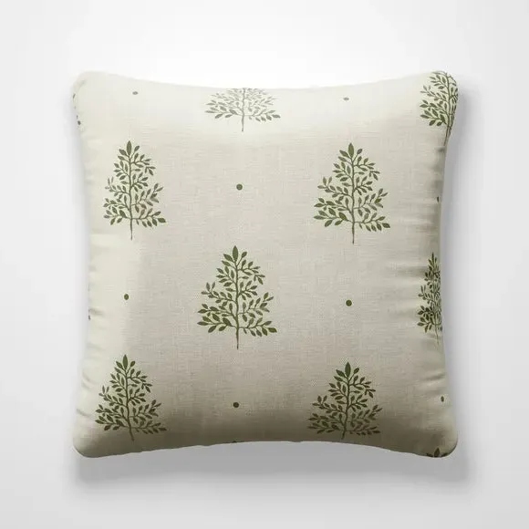 Cushion Cover with Tree Print - Sage, Cotton