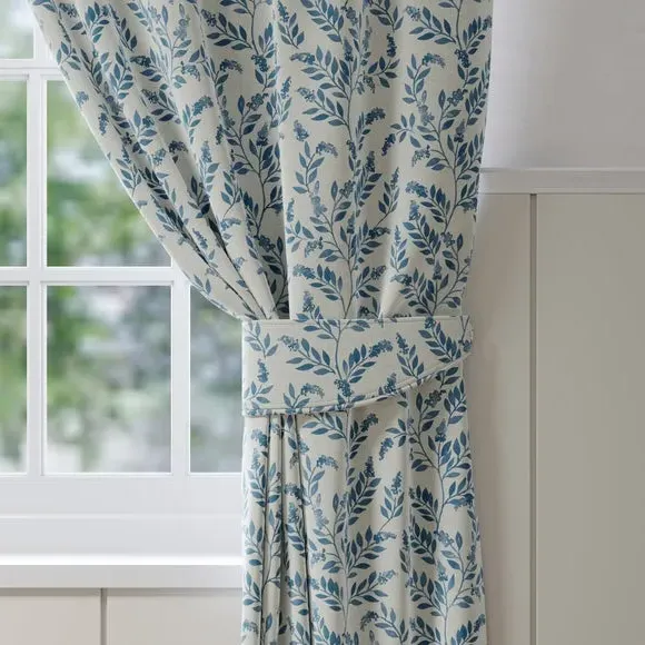 Floral Curtain Tieback - Indigo, Cotton