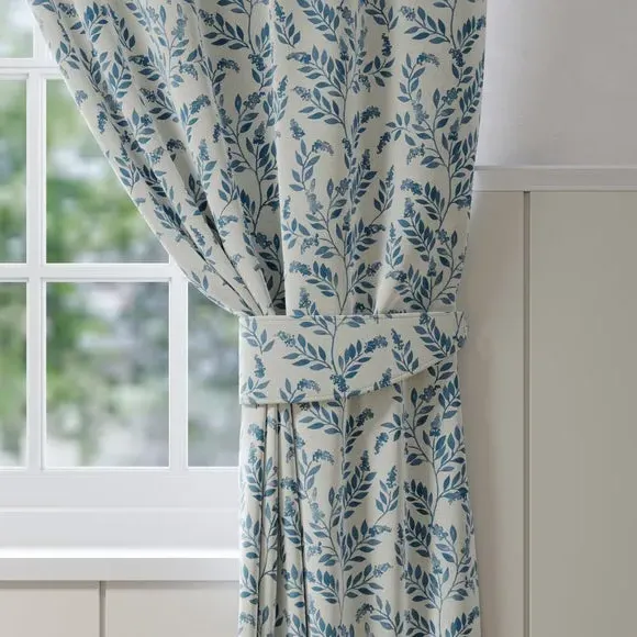 Floral Curtain Tieback - Indigo, Cotton
