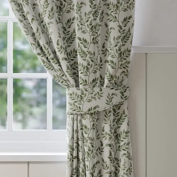 Floral Curtain Tieback - Sage, Cotton