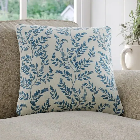 Floral Cushion Cover - Indigo, Cotton