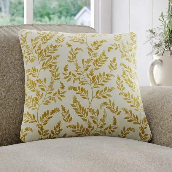 Floral Cushion Cover - Ochre, Cotton
