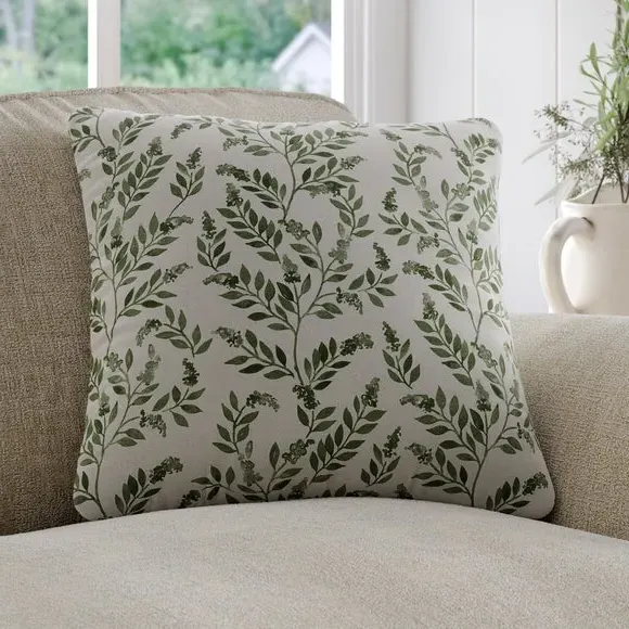 Floral Cushion Cover - Sage, Cotton
