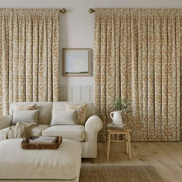 Made to Measure Curtains Floral - Ginger, Cotton