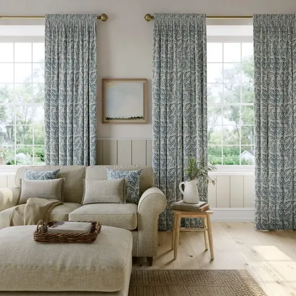 Made to Measure Curtains Floral - Indigo, Cotton