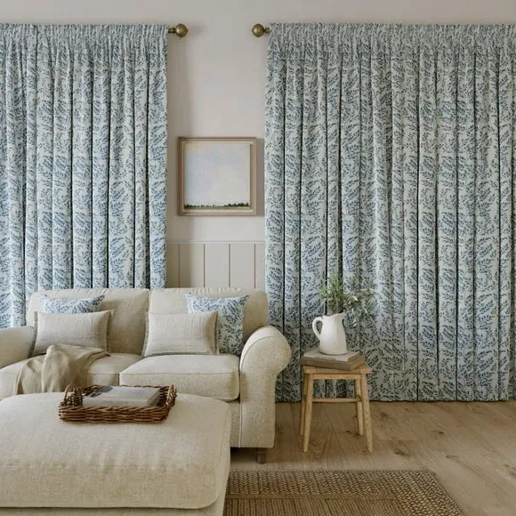 Made to Measure Curtains Floral - Indigo, Cotton