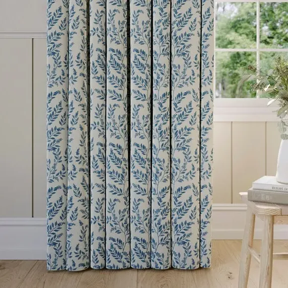 Made to Measure Curtains Floral - Indigo, Cotton