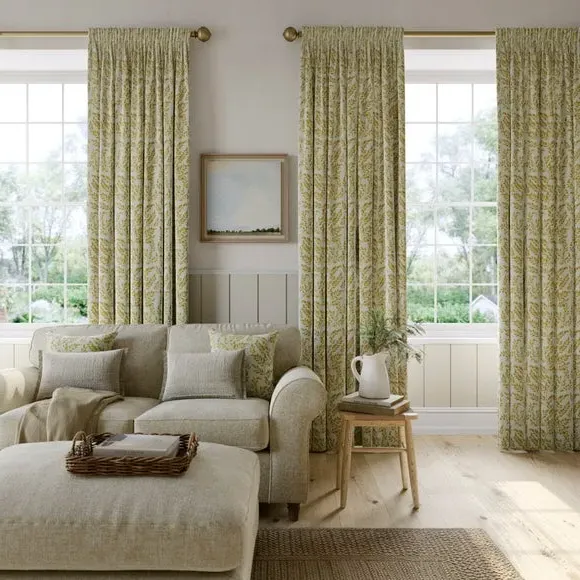 Made to Measure Curtains Floral - Ochre, Cotton