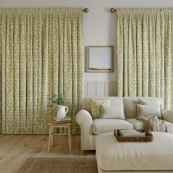 Made to Measure Curtains Floral - Ochre, Cotton