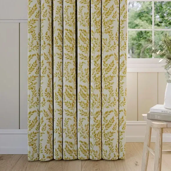 Made to Measure Curtains Floral - Ochre, Cotton