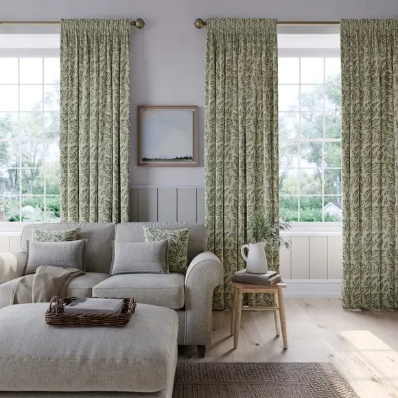 Made to Measure Curtains Floral - Sage, Cotton