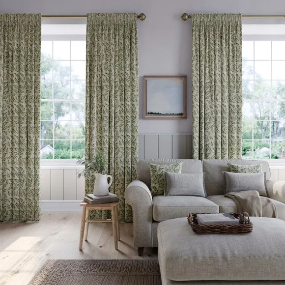 Made to Measure Curtains Floral - Sage, Cotton