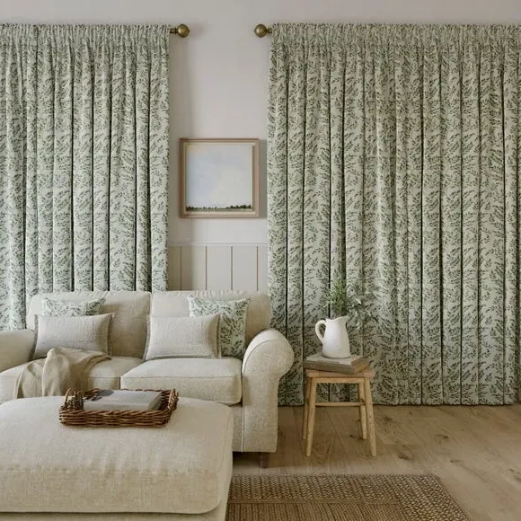 Made to Measure Curtains Floral - Sage, Cotton