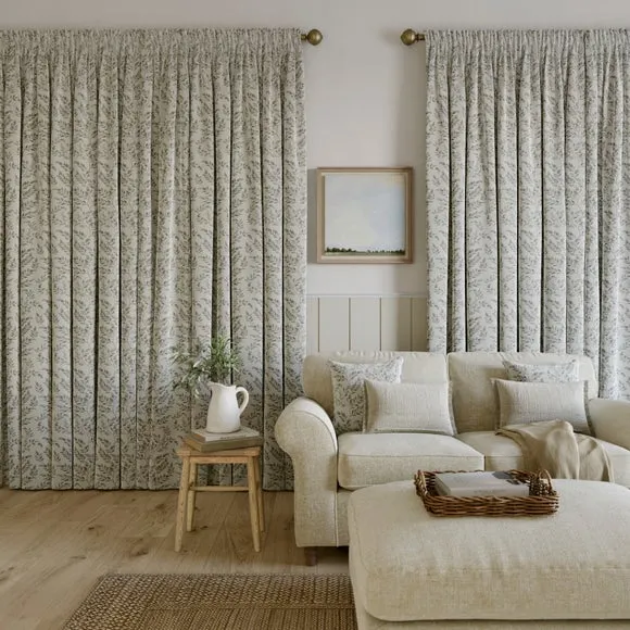 Made to Measure Curtains Floral - Slate, Cotton