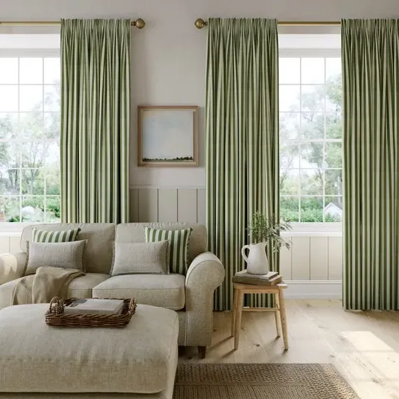 Made to Measure Curtains - Sage, Cotton