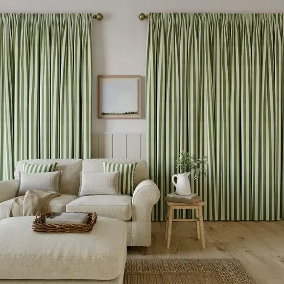 Made to Measure Curtains - Sage, Cotton