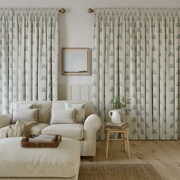 Made to Measure Curtains Tree Print - Indigo, Cotton