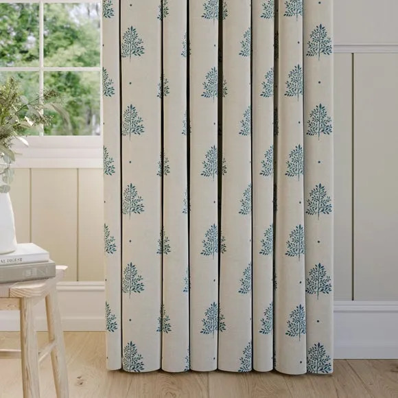 Made to Measure Curtains Tree Print - Indigo, Cotton