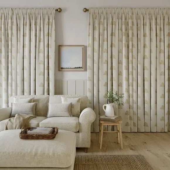 Made to Measure Curtains Tree Print - Ochre, Cotton