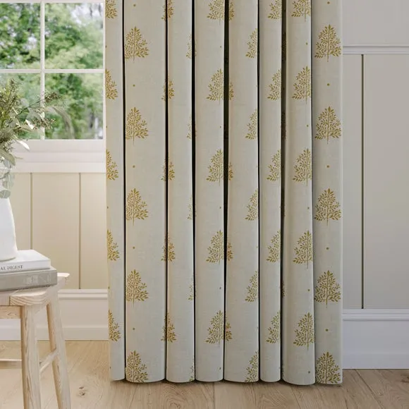 Made to Measure Curtains Tree Print - Ochre, Cotton