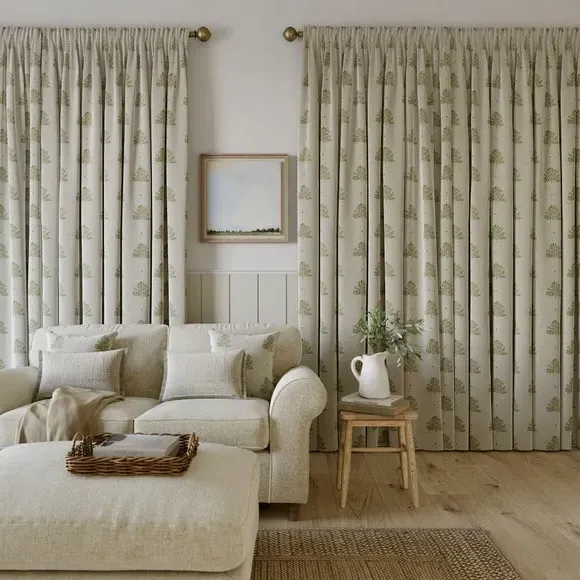 Made to Measure Curtains Tree Print - Sage, Cotton