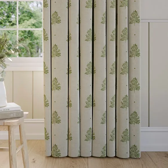 Made to Measure Curtains Tree Print - Sage, Cotton