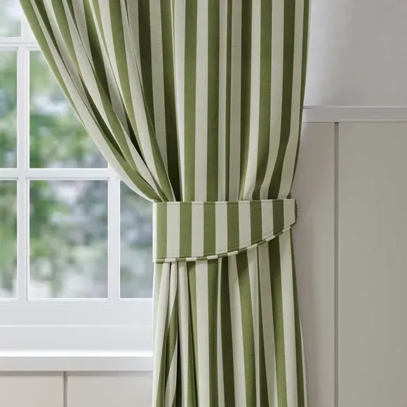 Striped Curtain Tieback - Sage, Cotton