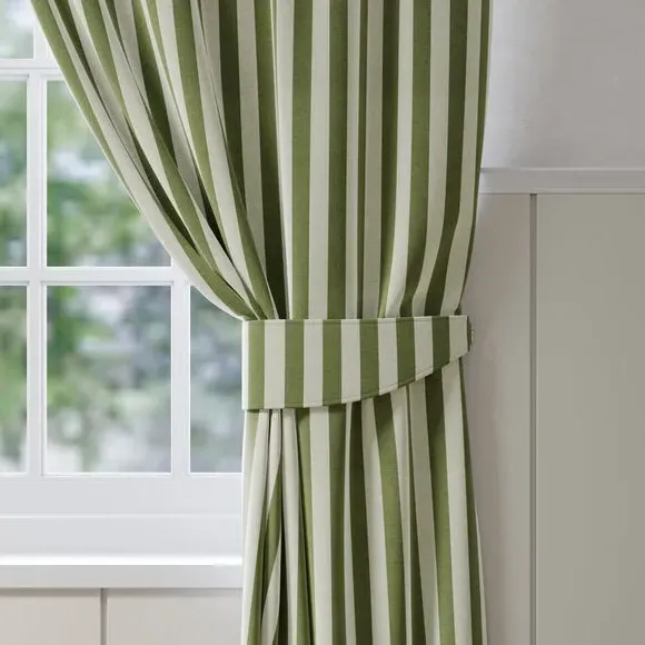 Striped Curtain Tieback - Sage, Cotton