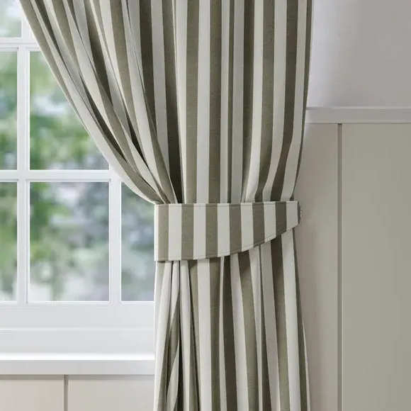 Striped Curtain Tieback - Slate, Cotton