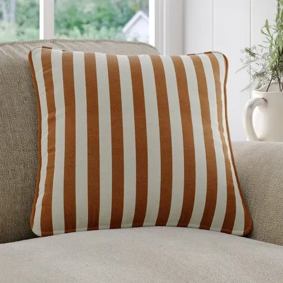 Striped Cushion Cover - Ginger, Cotton
