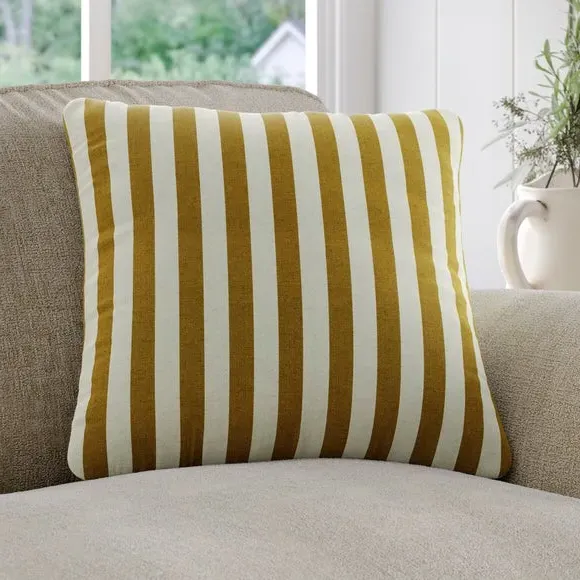 Striped Cushion Cover - Ochre, Cotton