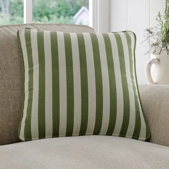 Striped Cushion Cover - Sage, Cotton