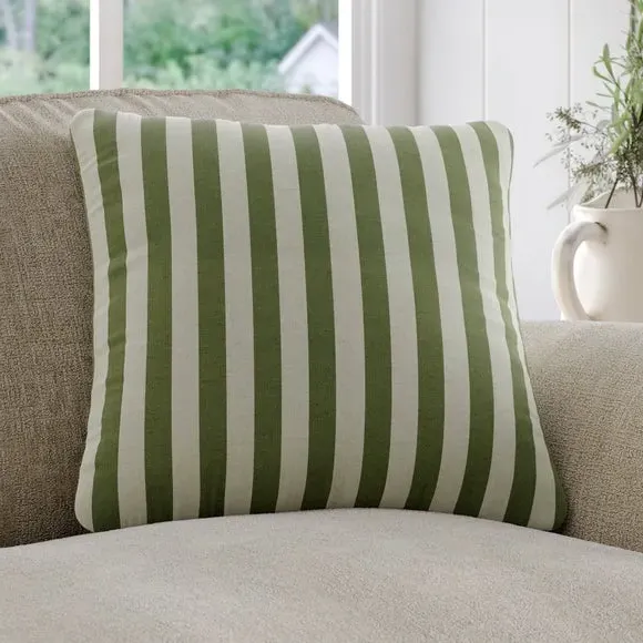 Striped Cushion Cover - Sage, Cotton