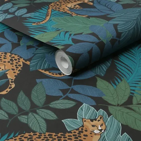 Cheetah Print Wallpaper - Black, Paste the Wall