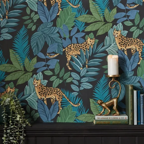 Cheetah Print Wallpaper - Black, Paste the Wall