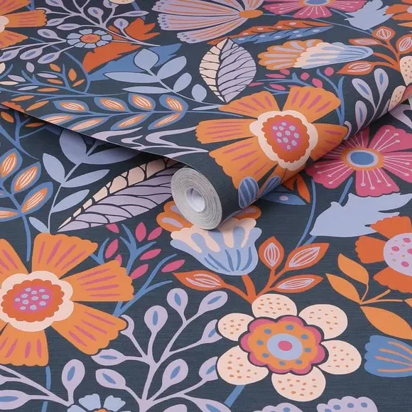 Floral Wallpaper Removable - Blue, Paper