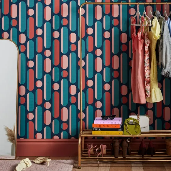 Geometric Wallpaper Removable - Blue