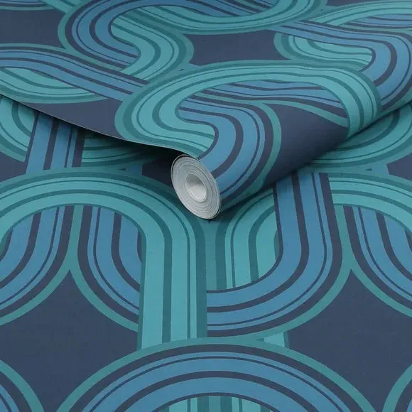 Geometric Wallpaper Removable - Blue, Paper
